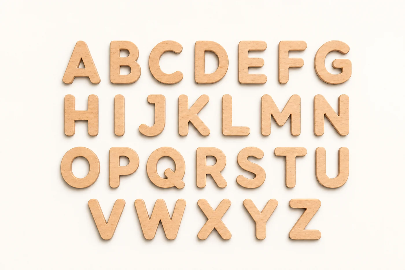 Wooden alphabet learning letters A to Z