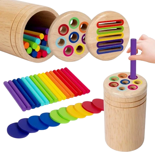 Color sorting cylinder learning toy